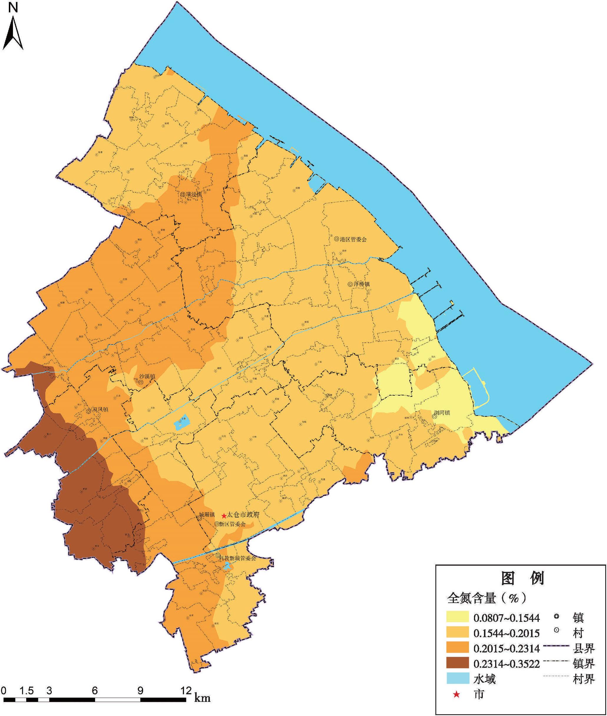 太倉(cāng)市土壤全氮空間分布圖